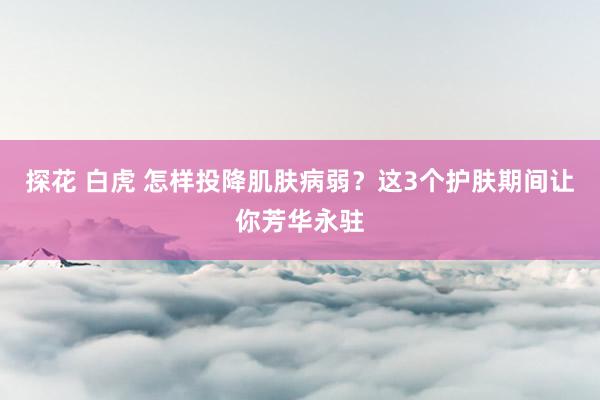 探花 白虎 怎样投降肌肤病弱？这3个护肤期间让你芳华永驻