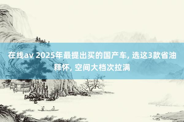 在线av 2025年最提出买的国产车, 选这3款省油释怀, 空间大档次拉满
