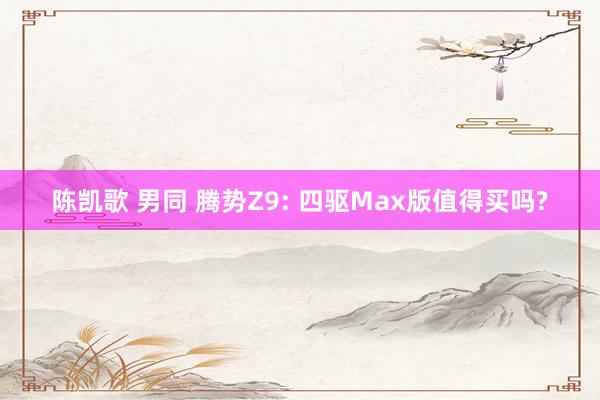 陈凯歌 男同 腾势Z9: 四驱Max版值得买吗?