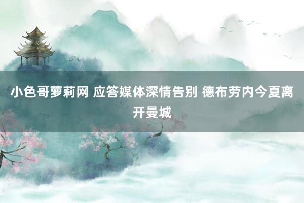 小色哥萝莉网 应答媒体深情告别 德布劳内今夏离开曼城