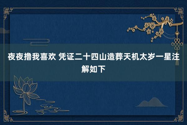 夜夜撸我喜欢 凭证二十四山造葬天机太岁一星注解如下